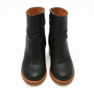 Beek Coronet Black Leather Ankle Boots Size 7.5 Block Heel Handmade in Portugal